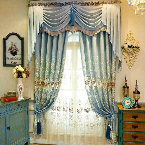 NewEuropean high-end chenille embroidery curtain custom living room bedroom curtains free shipping