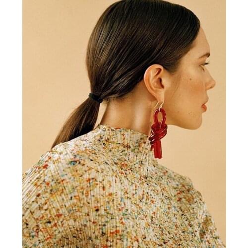 New Trendy Transparent Resin Hoop Earrings for Women Girls Geometric Irregular Acrylic Earrings Party Jewelry drop Knot long