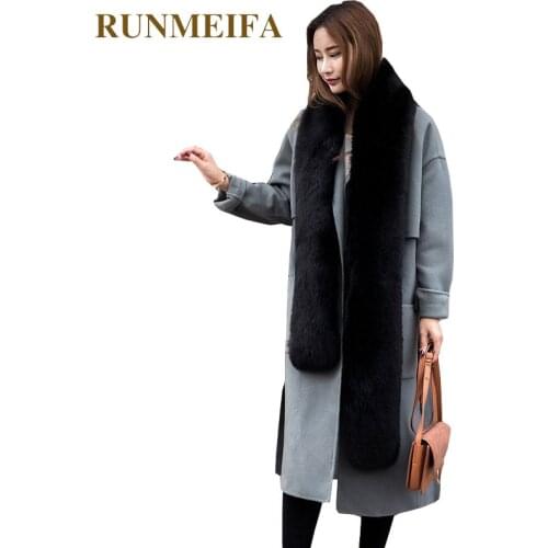 RUNMEIFA Solid Color Simulation Fox Fur Pashminas For Women Winter Warm Scarf Collar Shawl Wraps Female Stole Noble Fur Scarves