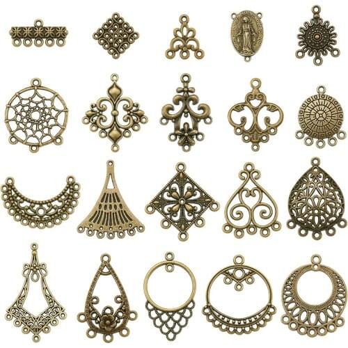 80pcs Alloy Chandelier Component Links Earrings Connector Charms Pendants for Jewelry Making Tibetan Style Antique Bronze