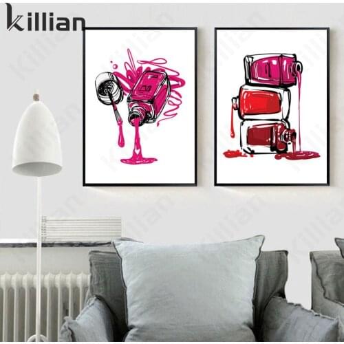 Modern Still Life Painting Cosmetics Lipstick Nail Polish and Other Shops Wall Stickers Art Print Posters Minimalism Bedroom Art