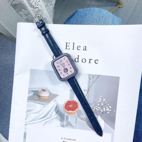 Popular Slim Leather Bracelet for Apple watch band 38mm 42mm SE6 5 4 3 Alligator Pattern Strap for iwatch 44mm 40mm Correa