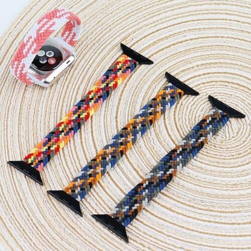 Slim Braided Solo Loop For Apple watch band 44mm 40mm 42mm 38mm 42 mm FABRIC Elastic bracelet iWatch band 4 3 5 se 6 Slim strap