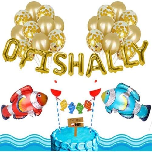Ofishally one Birthday Decor The Big One Birthday Balloons 1st Birthday Fisherman Banner Fishing Party Little Fisherman Balloons