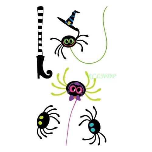 Waterproof Temporary Tattoo colorful spider with magic hat Minuscule tatto stickers flash tatoo fake tattoos for girl kids child