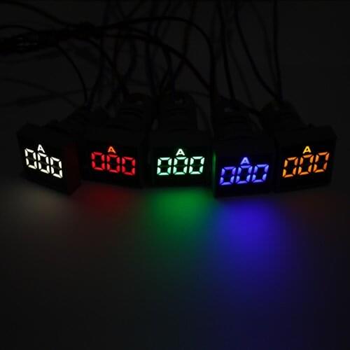 22MM Measuring Range 0-100A Voltmeter voltage meter indicator pilot light Red Yellow Green white Blue digital ammeter