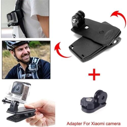 360 Degree Rotatable Backpack Travel QR Clamp Clip Mount + Screw adaptor F Gopro
