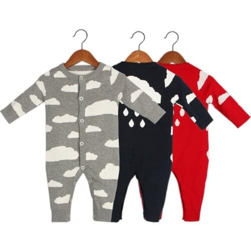 Baby Girl knit Rompers Cloud Knitted autumn Newborn Boys Jumpsuits Clothes winter Long Sleeve Toddler Sweater Children Overall