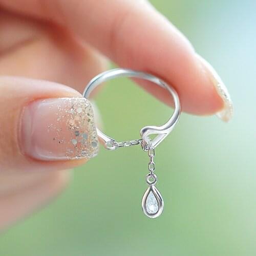 MENGYI Simple Chic Open Adjustable Water Drop Pendant Rings Creativity Women Fashion Jewelry Wedding Ring Valentines Day Gift