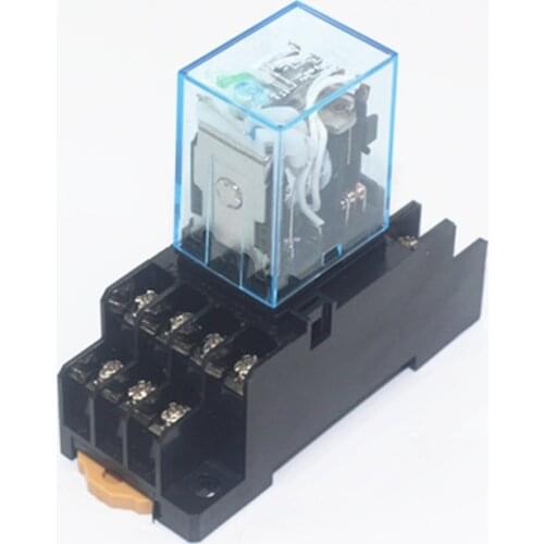 1set MY4NJ Coil AC12V AC24V DC12V DC24V AC110V AC220V HH54P 5A 220V Miniature Electromagnetic General Purpose Relay With base