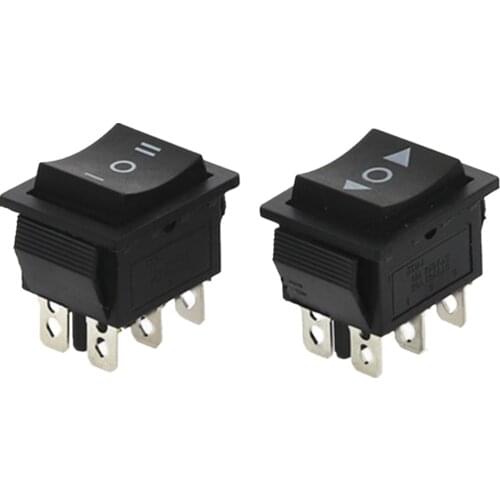 1PCS KCD4 Black Rocker Switch Power Switch ON-OFF-ON 3 Position 6 Pins The arrow is reset 16A 250VAC/ 20A 125VAC