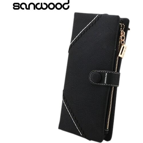 2016 Womens Mens Zipper Bifold Faux Leather Case Long Purse Snap Button Clutch Wallet Carteira 9IIR