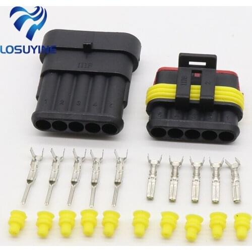 5 Sets NEW Car Part 5 Pin Way Sealed Waterproof Electrical Wire Auto Connector Plug Set Free Shipping