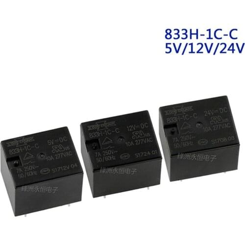 5PCS Relay 833H-1C-C- 5V/12V/24VDC DC5V DC12V DC24V 5PIN 7A