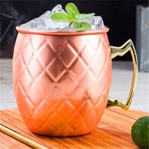 530ml 18 Ounces Moscow Mule Copper Mug Stainless Steel Hammered Copper Beer Wine Cup Coffee Mug Cup Party Bar Drinkware Decor