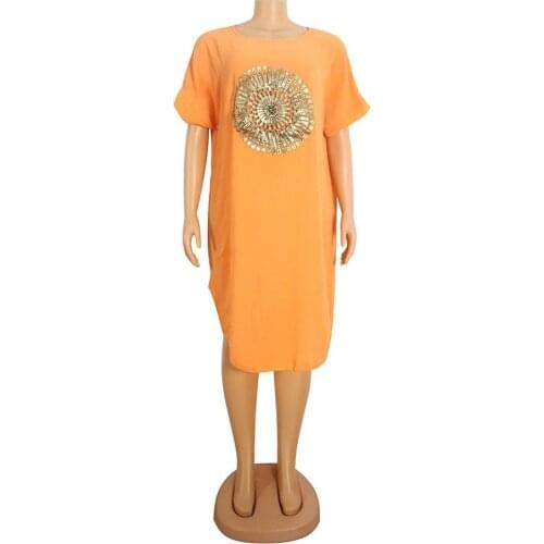 2020 African Dresses For Women African Clothes Solid Appliques Print Dashiki Ladies Clothing Femme Midi Dress