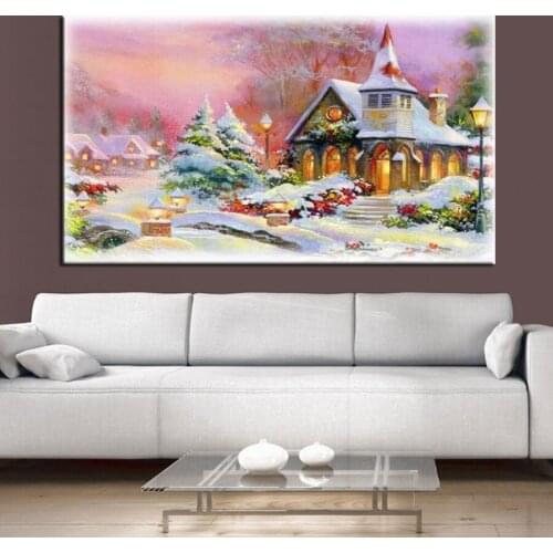 Diy 5d large diamond mosaic abstract snow house diamond painting cross stitch 3d embroidery full drill landscape decor AA2407