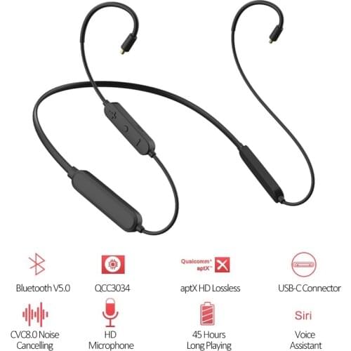 Aptx HD Bluetooth Module 5.0 Wireless Upgrade Cable Cord QCC3034 Applies Original KZ TRN CCA TFZ Headphones 0.75mm 2Pin MMCX QDC