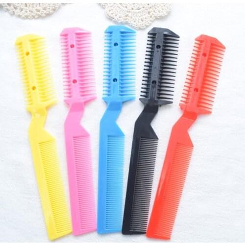 Safety Shaving hair comb Double sided Hair Trimmer Comb Plastic bangs hair trimming tool Cutting Slim Haircuts With blade