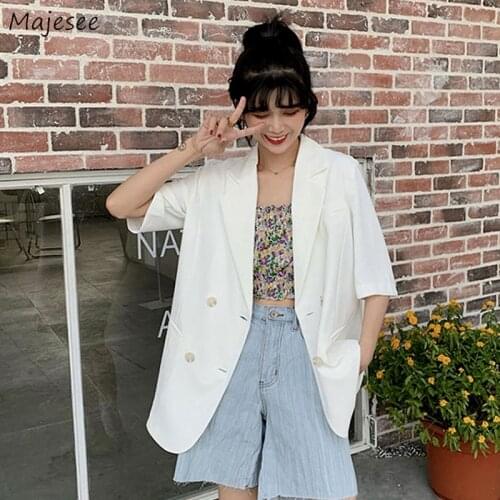 Blazers Women Solid Casual Ulzzang Chic Cool Girls Tender Ladies Elegant Classy Fashion Streetwear Breathable All-match Newest