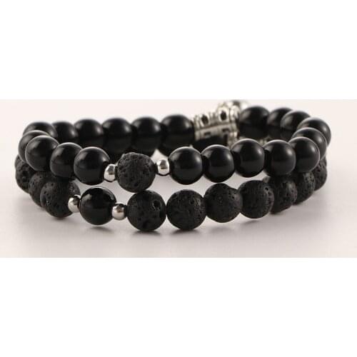 2021 Fashion 2pcs/set Natural Stone Beads Yoga Bracelet For Lovers Distance Magnet Couple Bracelets Friendship Jewelry