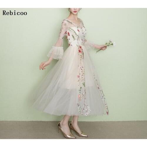 Fast Shipping Cheap Women Ivory Short Prom Champagne Dresses Sexy Dress Scoop Tulle Embroidery Lace Up night Party Gown