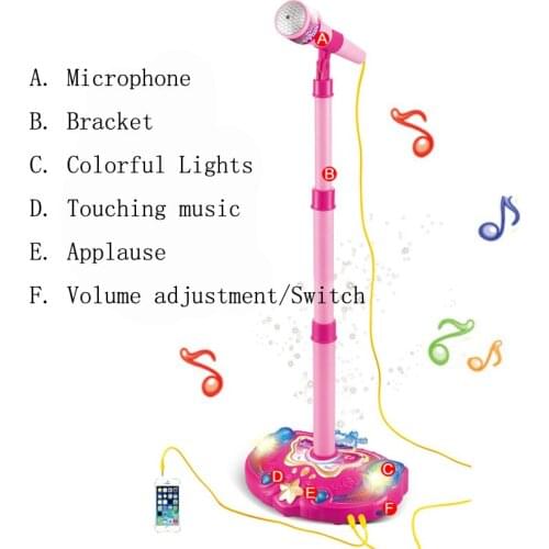 Kids Echo Microphone Karaoke USB Adjustable Stand Microphone Music Toy Party Song with Light Effect For Girl Boy Birthday Gift