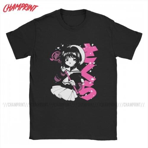 Men Cardcaptor Sakura Bloom T Shirt Card Captor Pure Cotton Clothes Vintage Short Sleeve O Neck Tees 6XL T-Shirts