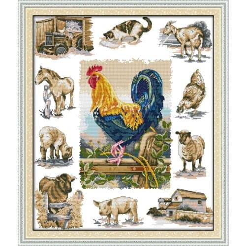 Domesticated animals cross stitch kit 18ct 14ct 11ct count printed canvas stitching embroidery DIY handmade needlework