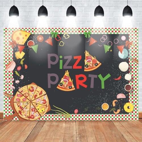 Pizza Party Backdrop for Photography Friends Party Pizza Shop Banner Background Supplies Props Pizza Theme Birthday Backdrops