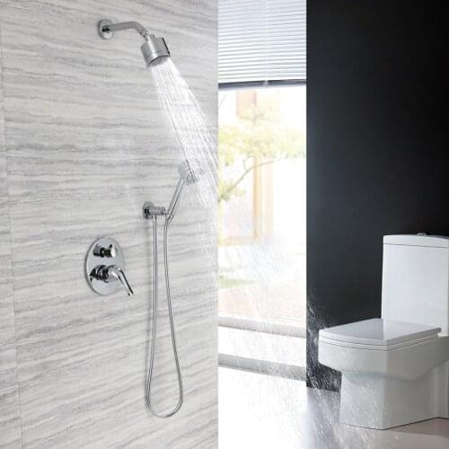Chrome Bathroom Rainfall Shower Faucet Wall Mounted Simple Design Faucets Rainfall Hot And Cold Water Mixer Tap