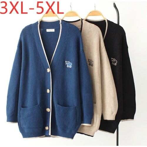 New ladies autumn winter plus size knit sweater jacket for women large long sleeve loose blue cardigan sweater coat 3XL 4XL 5XL