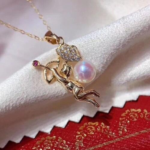 Angel Love DIY Mounts 925 Sterling Silver Pendant Base Settings Mountings Findings Parts for Pearl Crystal Jade Agate 5pcs/lot