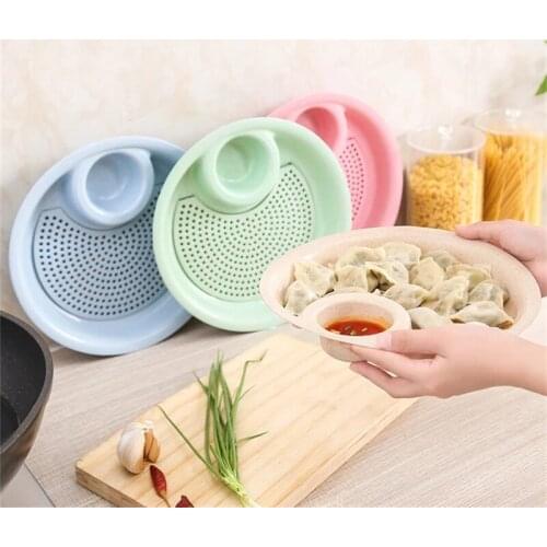 Kitchen Double Layer Drained Vinegar Dish Dumpling Dinner Plate Creative Fan-Shaped Dinner Plate Fruit Tray Accessories