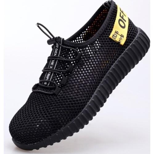 Summer Safety Shoes Mens Work Boots Steel Toe Cap Puncture-Proof Indestructible Security Shoes Light Comfortable Sneakers