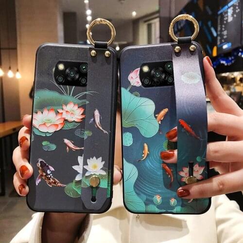 Muñeca funda con correa para Xiaomi Redmi Nota 9 Pro POCO F3 Pro Poco X3 Pro NFC soporte para teléfono de pulsera cubierta suave