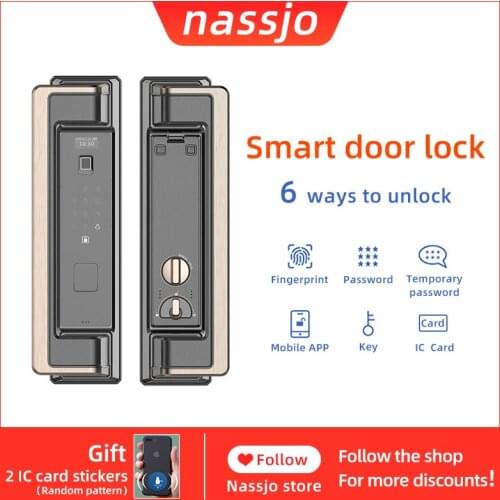 Nassjo Biometric Fingerprint door Lock Intelligent Smart Lock With Password ID Card Unlock home security Electronic Door LocK
