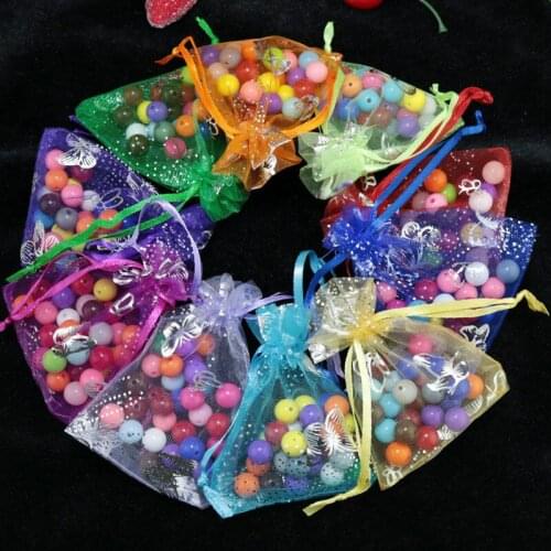 New 100 pcs/lot 7x9cm Jewelry Gift Organza Bags Wedding Favors Candy Pouches Home Party Decoration Crafts Pack Festive Supplies