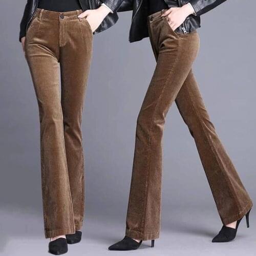 2021 New Autumn Winter Woman Solid Casual Warm Pants Ladies Elegant Corduroy Harem Pants Female Loose High Waist Leggings Q244
