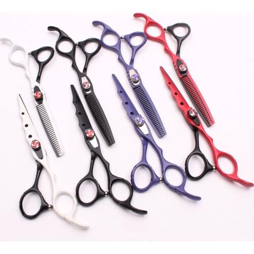 2Pcs 6" 17.5cm Customize Logo 440C Barber Scissors Cutting Shears Thinning Scissors Set Of Tool Professional Hair Scissors C1019