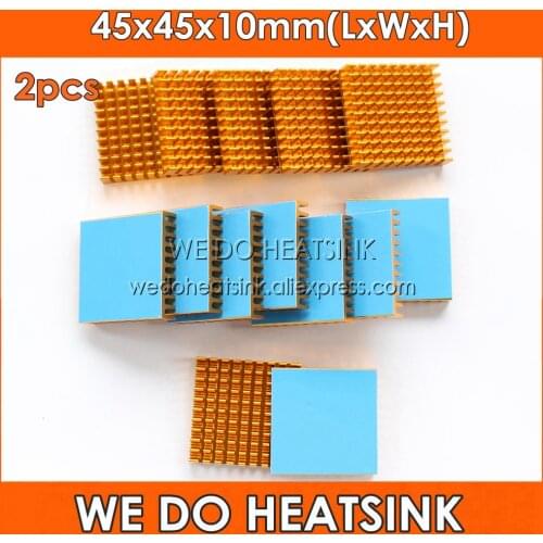 WE DO HEATSINK 2pcs DIY 45x45x10mm Heatsink Cooling Aluminum Heat Sink Radiator Cooler for LED With Blue Thermal Tape On