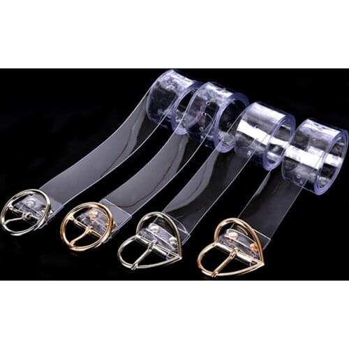 New Fashion Style Women Waist Belt Dress Band Belt Heart Pin Buckle Strap For Young Ladies Gril Resin Transparent Long Belt