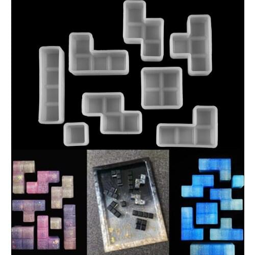 Tetris Silicone Molds Coaster Tray Resina UV Epoxy Resin Casting Mold For Home Decoration Kids Game Play DIY Jewelry Making