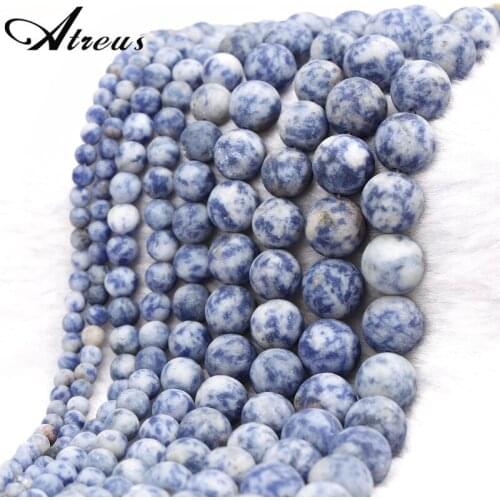 Blue Dot Stone Fashion Atreus New 4-12mm Matte Natural Stone Round Beads For Jewelry Making Suitable For Men Or Women