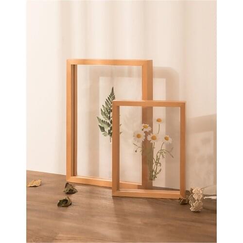 Modern creative decorative photo frame home decoration hollow 6 inch 7 inch double sided glass plant specimen picture frame