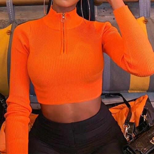 Zipper Crop Top Yoga Top Long Sleeve Fitness Sports Top Women Gym Shark Top Bodycon T-shirts Feminina