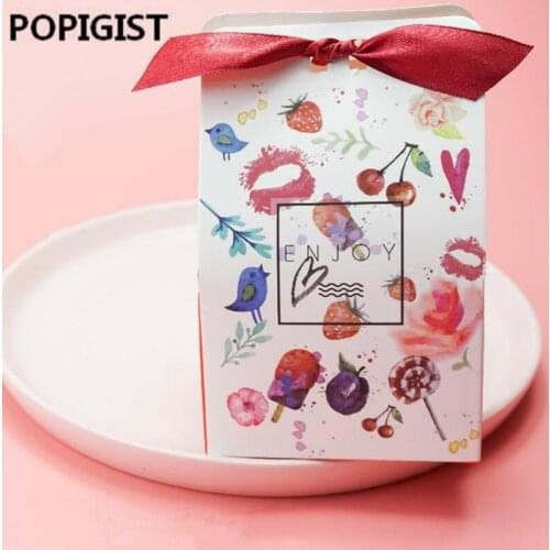 Creative lovely flower hand painted cartoon candy box package birthday party wedding favor supplies baby shower gift box 50pcs