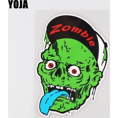 YOJA 10.5X15CM Cartoon Terror Zombie Head Vinyl Car Sticker Fun Waterproof Decal 19A-0184