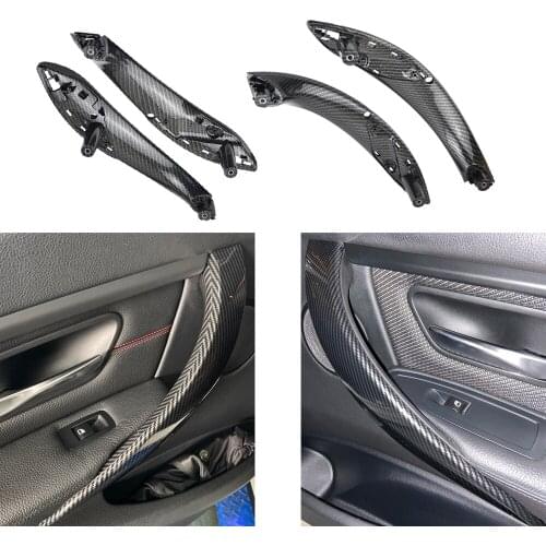 Car inner handle For BMW F30 interior door panel pull cover trim carbon fiber right left holder armrest handle bar pull carrier