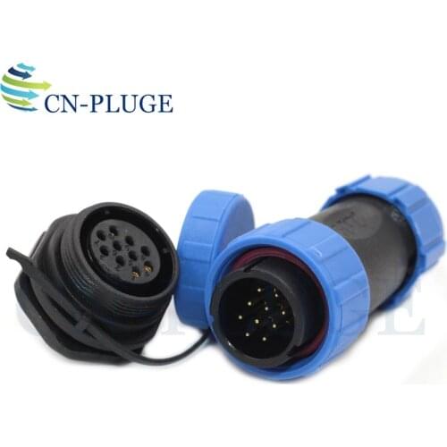 SP21 Type Waterproof 10 pin Wire Rear nut Connector Industrial equipment Cable Connector Male Plug Female Socket IP68